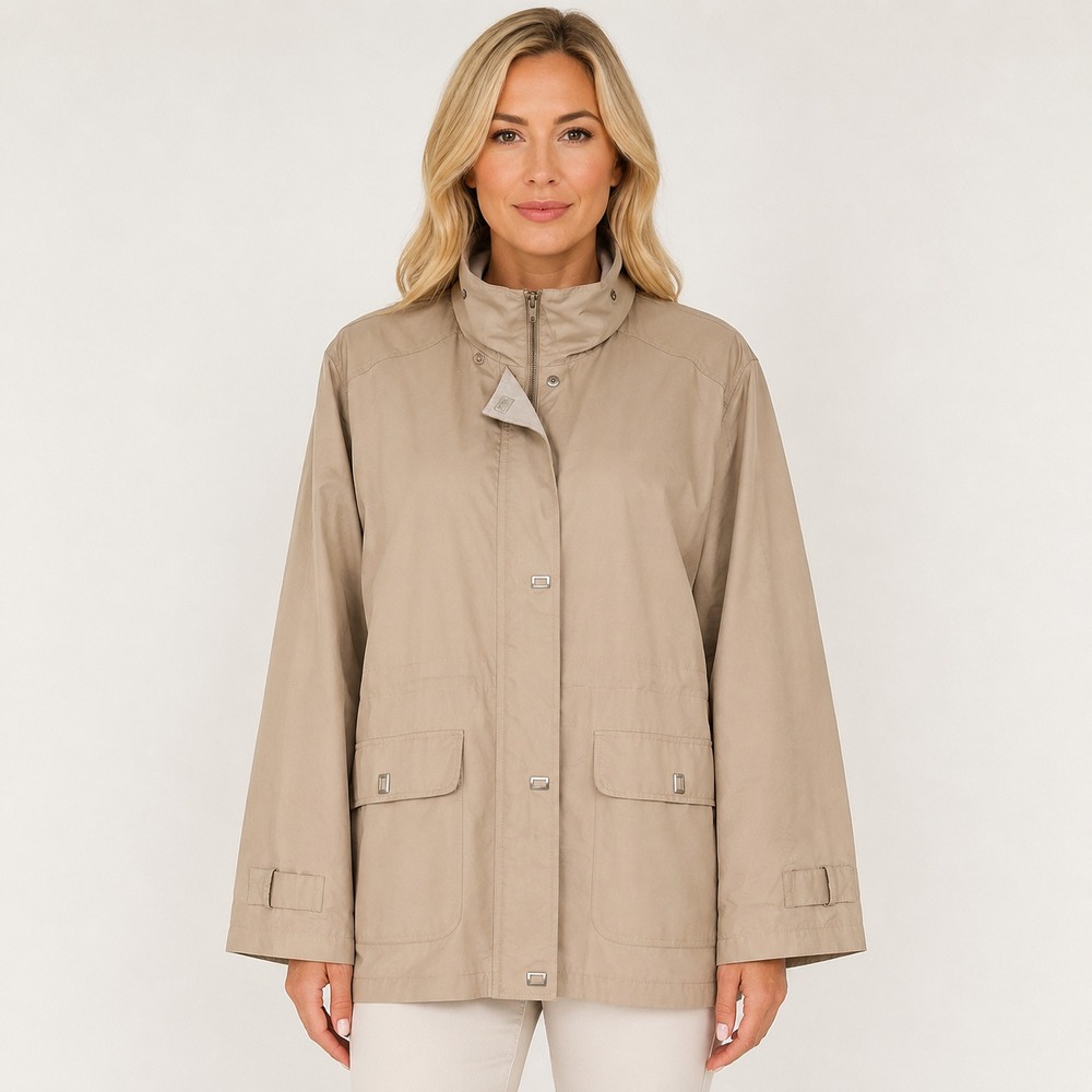 Totes Women's Beige Lined Rain Jacket Utility Field Coat Plus Errands Size XX